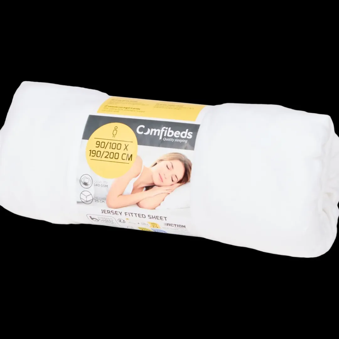 jersey hoeslaken wit 90 x 200 x 25 cm | Action NL*Comfibeds Online